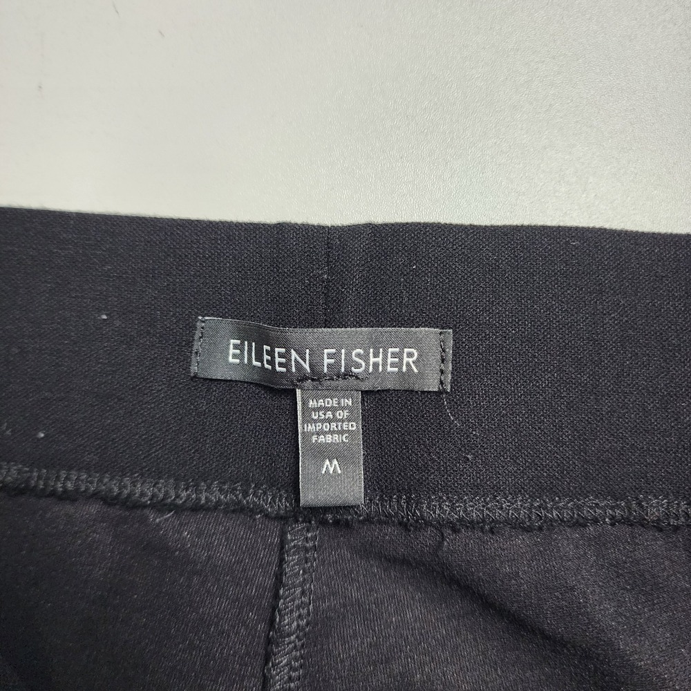 Eileen Fisher Womens Black Stretch Jersey Cropped Pants Straight Leg Size Medium - Picture 6 of 13